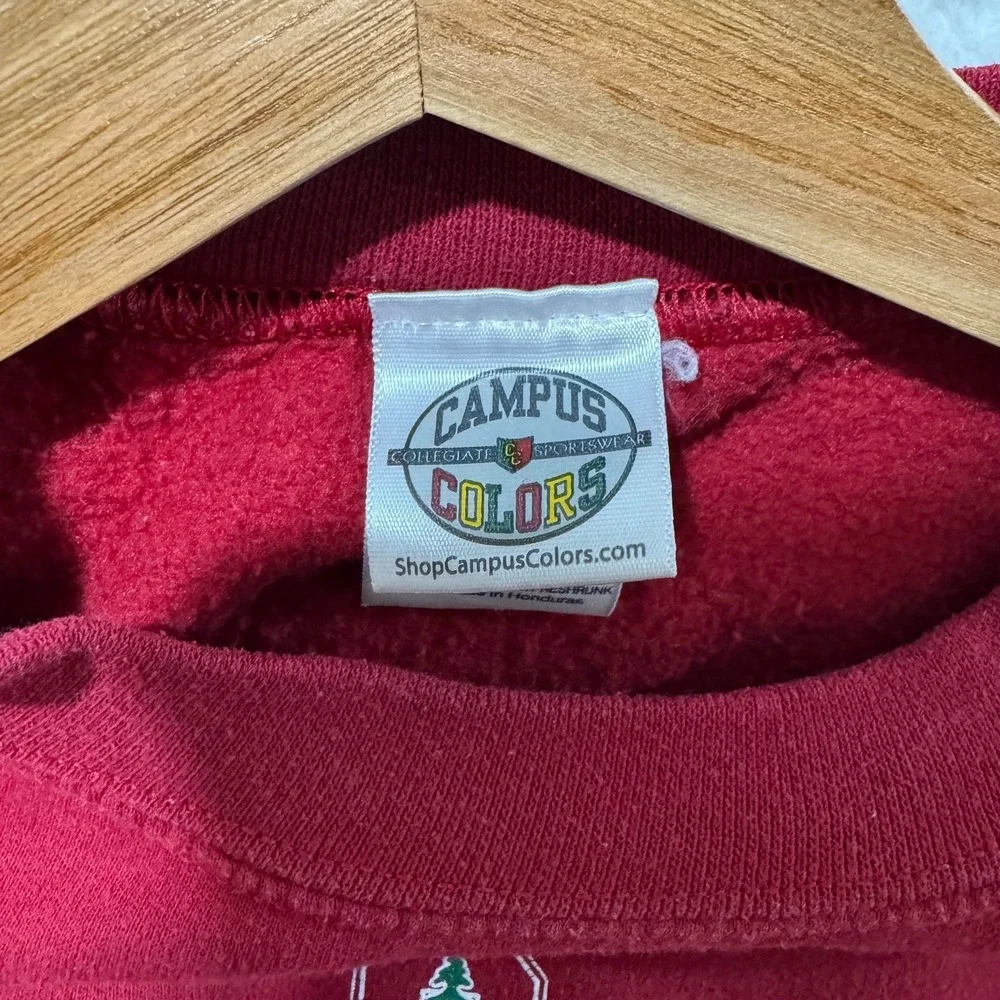 Vintage 90s Stanford University Mens‎ L Red Sweater Pullover Campus Colors Logo